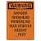 Signmission OSHA Warning Sign, 14" Height, Rigid Plastic, Danger Overhead Powerline Max, Portrait OS-WS-P-1014-V-13053 - alternate 1
